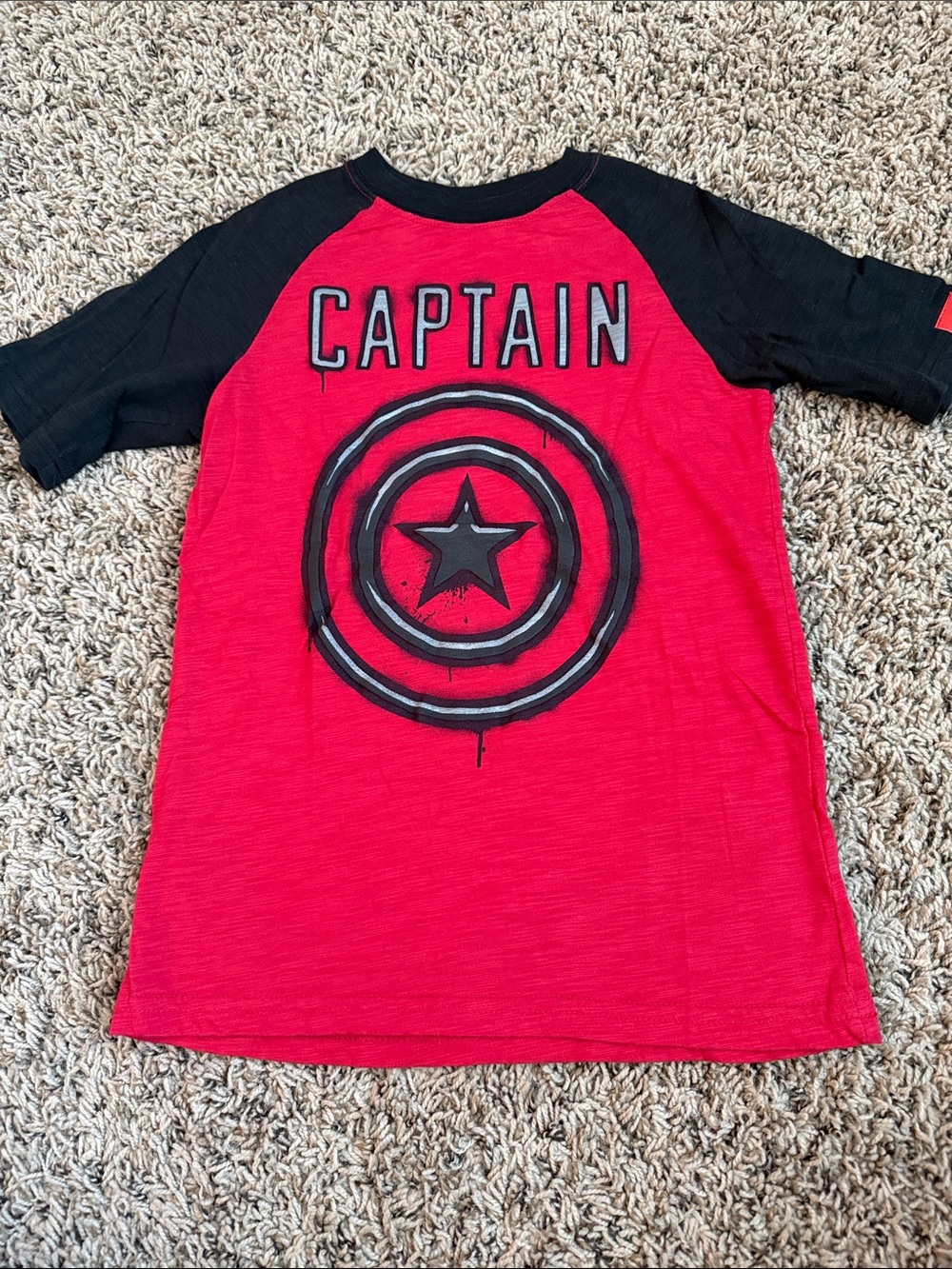 Marvel Kids Red and Black Captain Graphic Tee